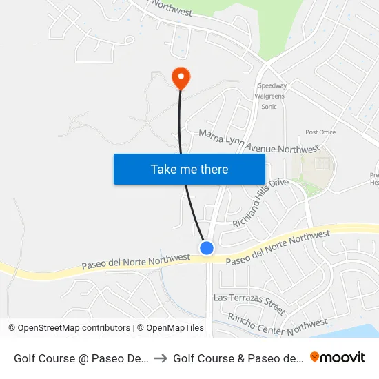 Golf Course @ Paseo Del Norte to Golf Course & Paseo del Norte map