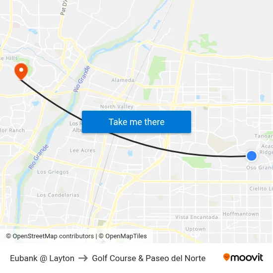 Eubank @ Layton to Golf Course & Paseo del Norte map