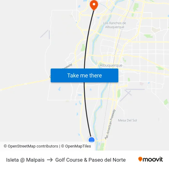 Isleta @ Malpais to Golf Course & Paseo del Norte map