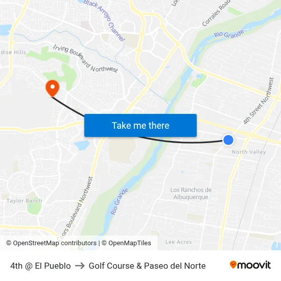 4th @ El Pueblo to Golf Course & Paseo del Norte map