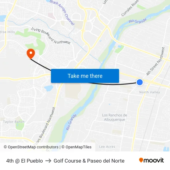 4th @ El Pueblo to Golf Course & Paseo del Norte map