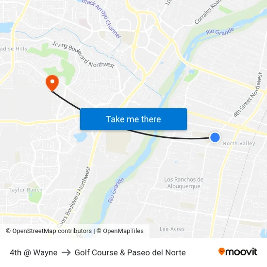 4th @ Wayne to Golf Course & Paseo del Norte map