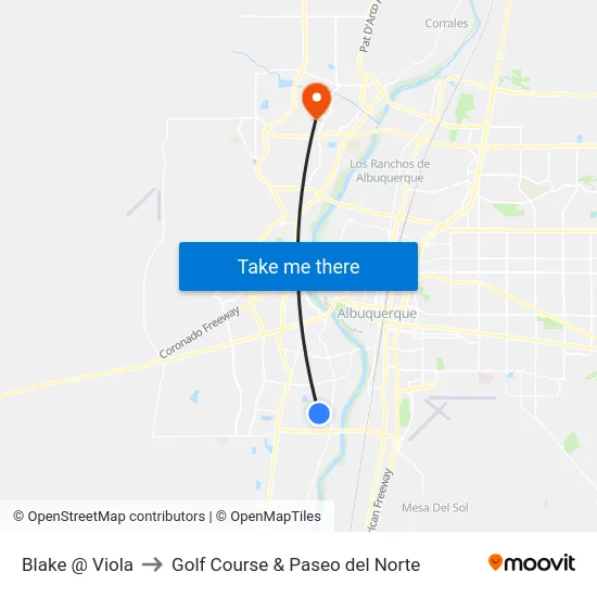 Blake @ Viola to Golf Course & Paseo del Norte map