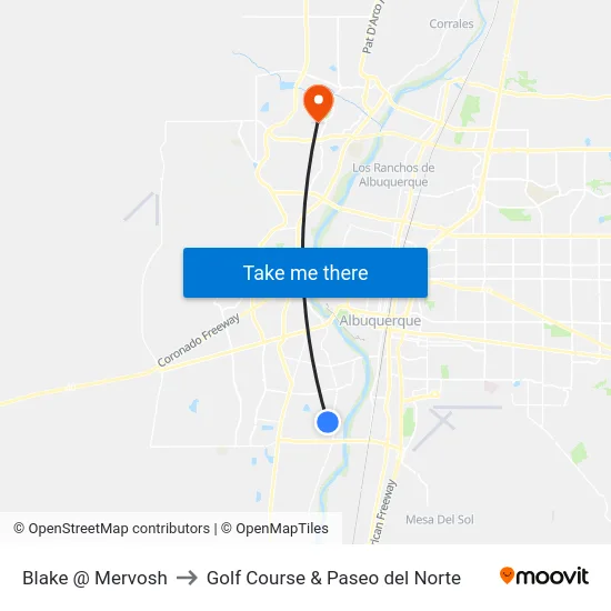 Blake @ Mervosh to Golf Course & Paseo del Norte map