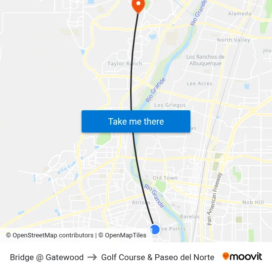 Bridge @ Gatewood to Golf Course & Paseo del Norte map