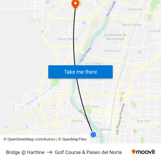 Bridge @ Hartline to Golf Course & Paseo del Norte map