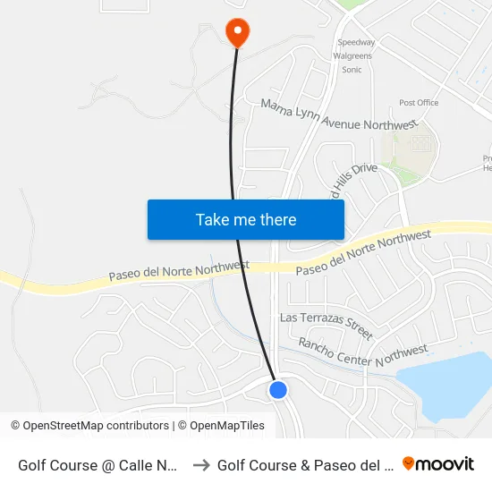 Golf Course @ Calle Nortena to Golf Course & Paseo del Norte map