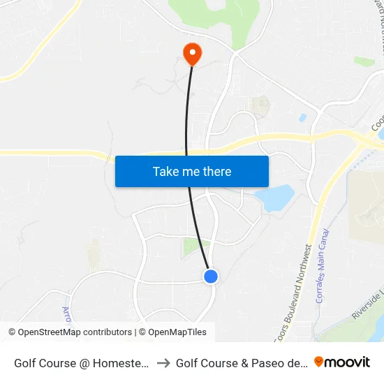 Golf Course @ Homestead Trail to Golf Course & Paseo del Norte map