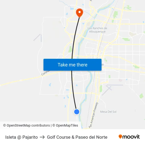 Isleta @ Pajarito to Golf Course & Paseo del Norte map