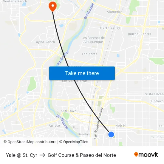 Yale @ St. Cyr to Golf Course & Paseo del Norte map