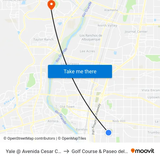 Yale @ Avenida Cesar Chavez to Golf Course & Paseo del Norte map