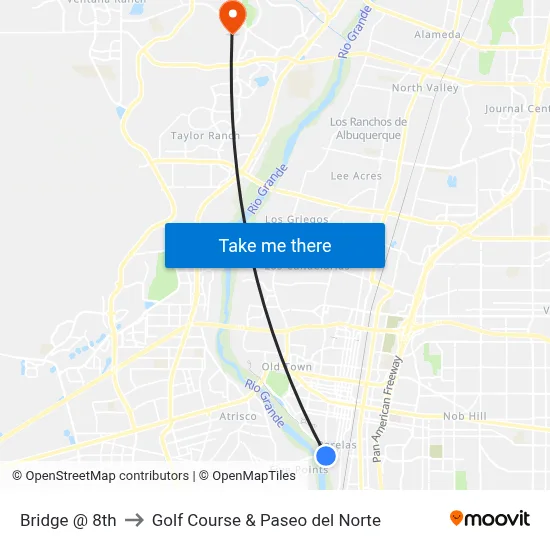 Bridge @ 8th to Golf Course & Paseo del Norte map