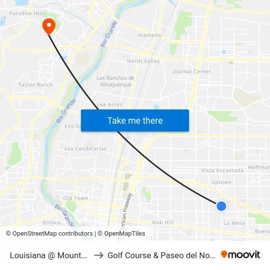Louisiana @ Mountain to Golf Course & Paseo del Norte map