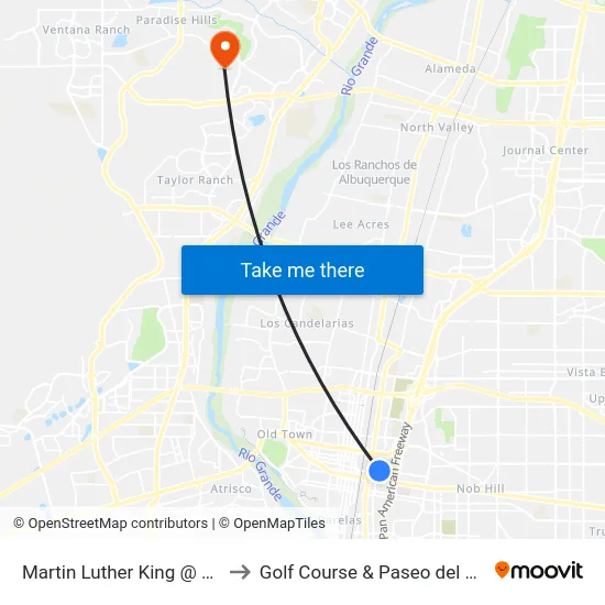 Martin Luther King @ Edith to Golf Course & Paseo del Norte map