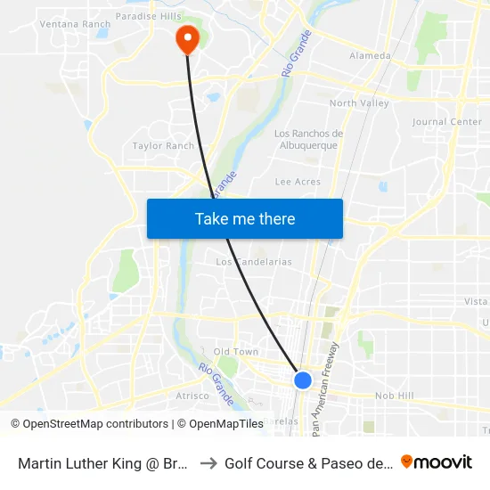 Martin Luther King @ Broadway to Golf Course & Paseo del Norte map