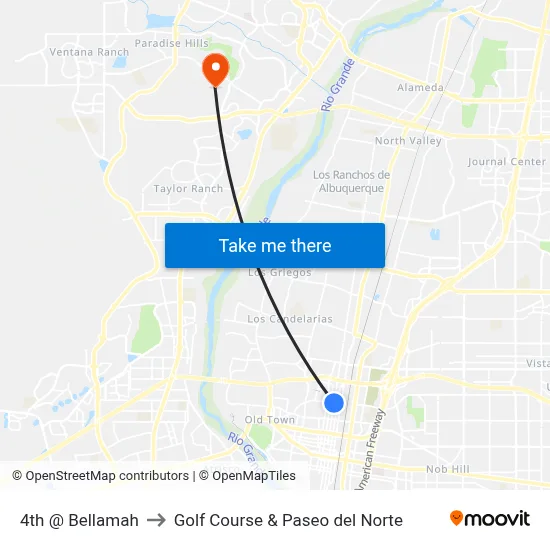 4th @ Bellamah to Golf Course & Paseo del Norte map