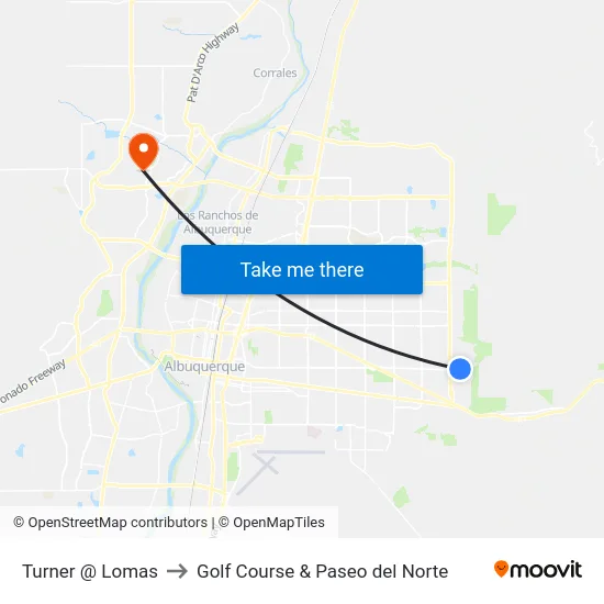 Turner @ Lomas to Golf Course & Paseo del Norte map