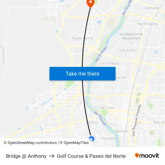 Bridge @ Anthony to Golf Course & Paseo del Norte map