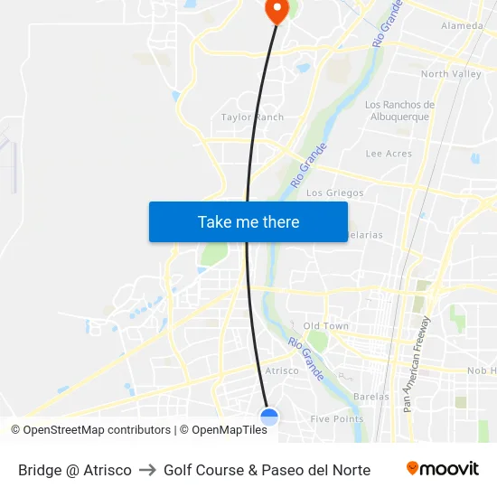 Bridge @ Atrisco to Golf Course & Paseo del Norte map