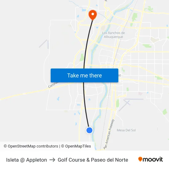 Isleta @ Appleton to Golf Course & Paseo del Norte map