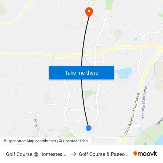 Golf Course @ Homestead Cir South to Golf Course & Paseo del Norte map