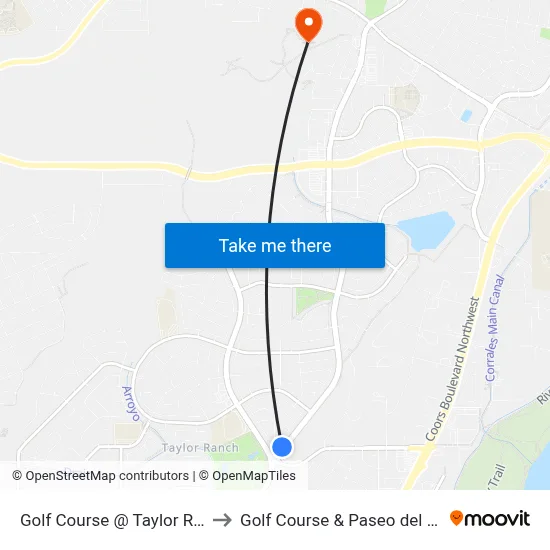 Golf Course @ Taylor Ranch to Golf Course & Paseo del Norte map