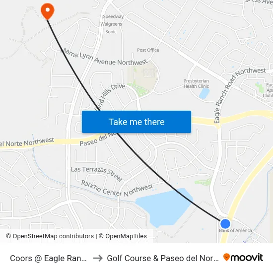 Coors @ Eagle Ranch to Golf Course & Paseo del Norte map