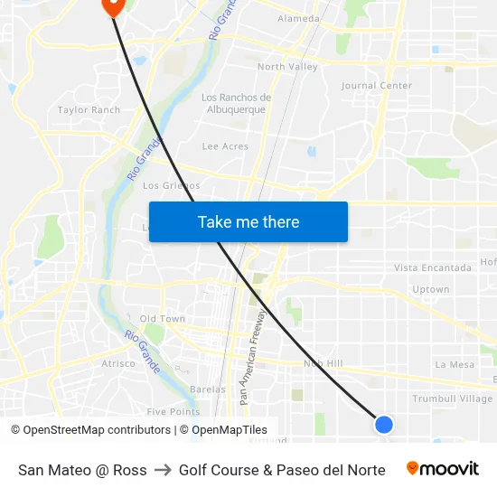 San Mateo @ Ross to Golf Course & Paseo del Norte map