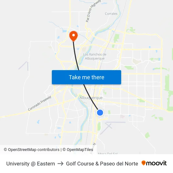 University @ Eastern to Golf Course & Paseo del Norte map