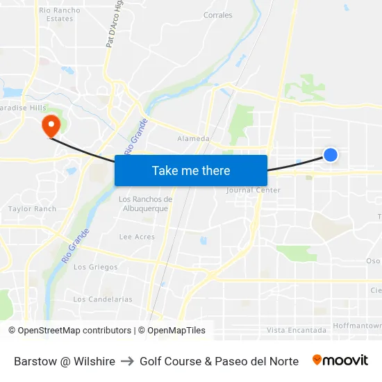 Barstow @ Wilshire to Golf Course & Paseo del Norte map