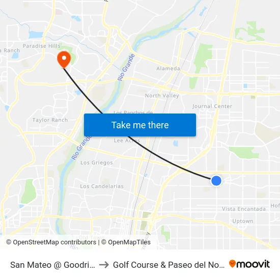 San Mateo @ Goodrich to Golf Course & Paseo del Norte map