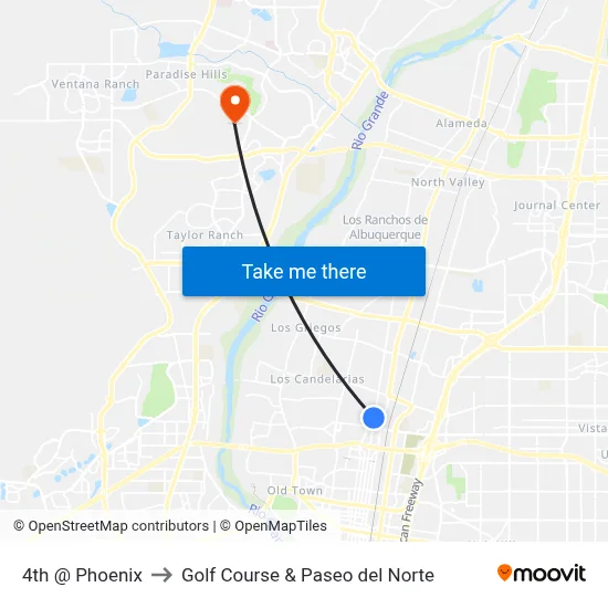 4th @ Phoenix to Golf Course & Paseo del Norte map