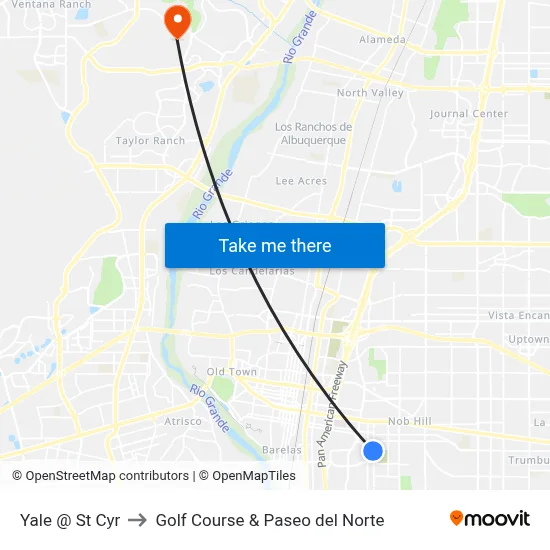 Yale @ St Cyr to Golf Course & Paseo del Norte map