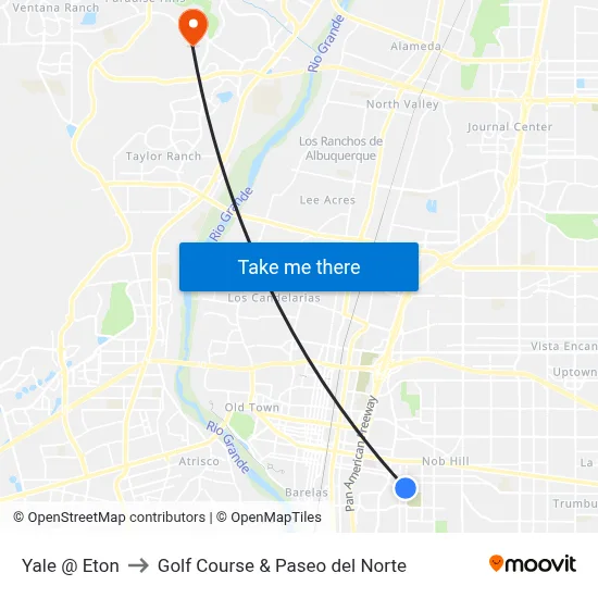 Yale @ Eton to Golf Course & Paseo del Norte map