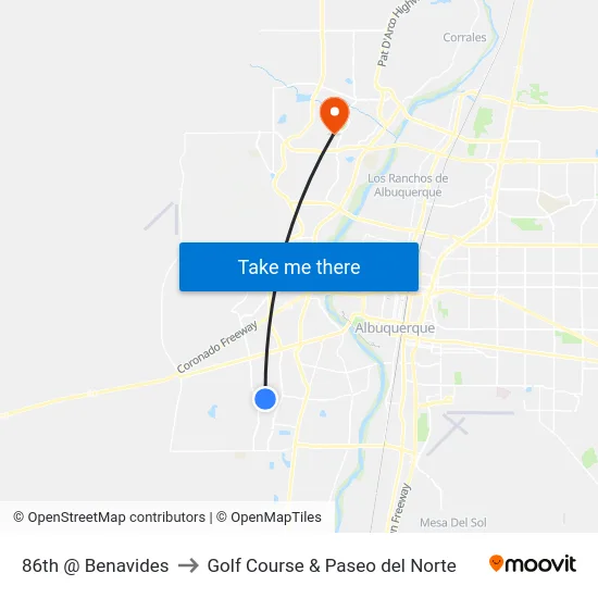 86th @ Benavides to Golf Course & Paseo del Norte map