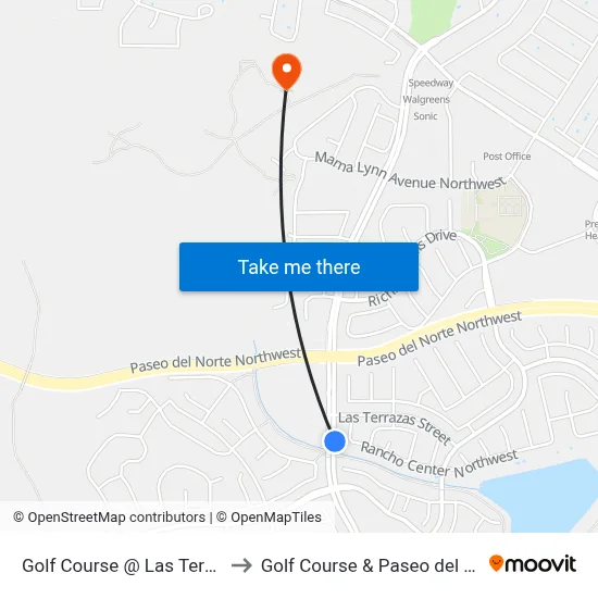 Golf Course @ Las Terrazas to Golf Course & Paseo del Norte map