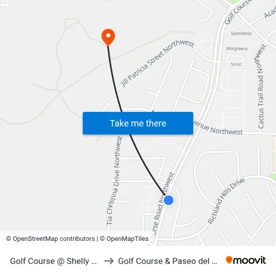 Golf Course @ Shelly Rose to Golf Course & Paseo del Norte map