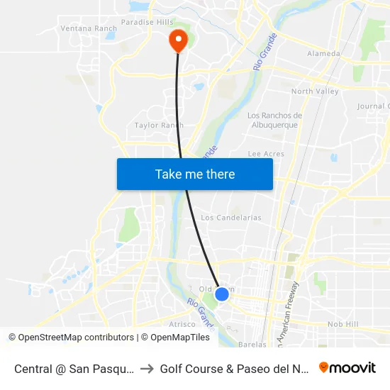 Central @ San Pasquale to Golf Course & Paseo del Norte map