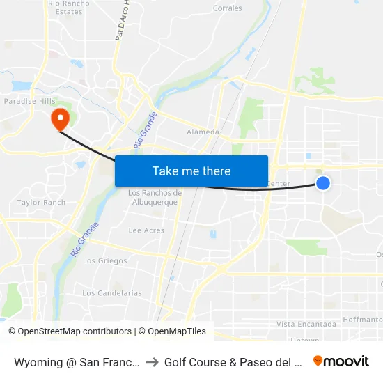 Wyoming @ San Francisco to Golf Course & Paseo del Norte map
