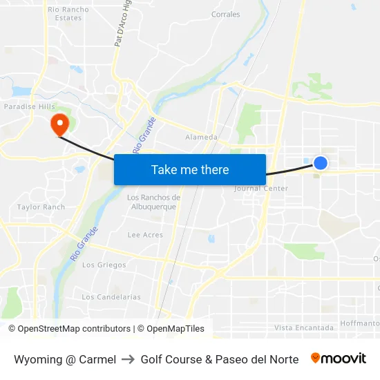 Wyoming @ Carmel to Golf Course & Paseo del Norte map