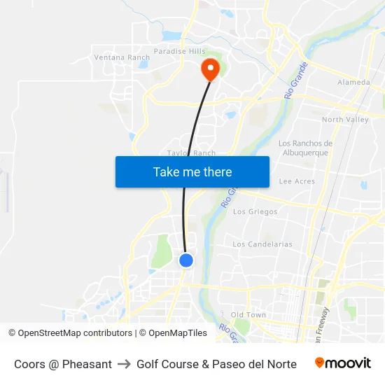 Coors @ Pheasant to Golf Course & Paseo del Norte map