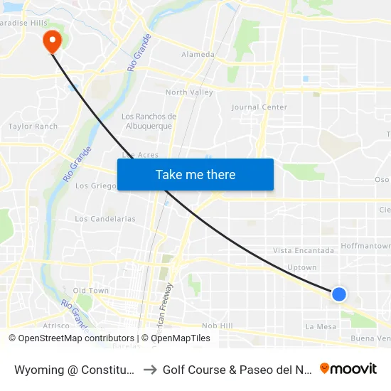 Wyoming @ Constitution to Golf Course & Paseo del Norte map