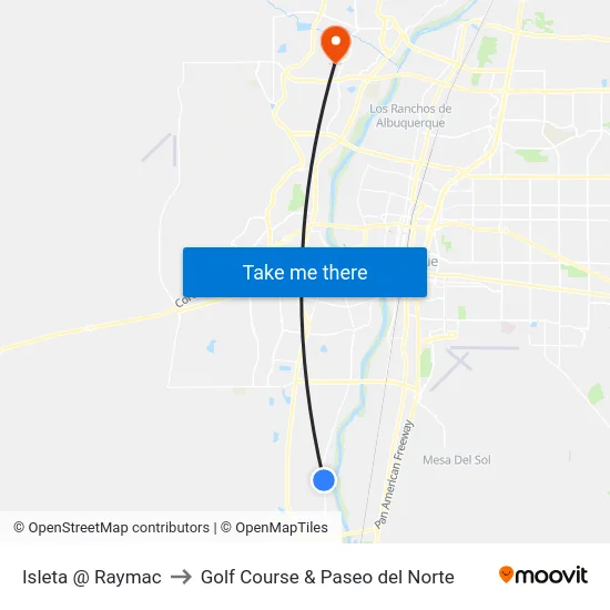 Isleta @ Raymac to Golf Course & Paseo del Norte map
