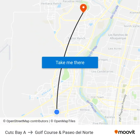 Cutc Bay A to Golf Course & Paseo del Norte map