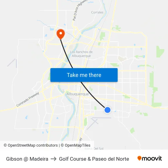 Gibson @ Madeira to Golf Course & Paseo del Norte map