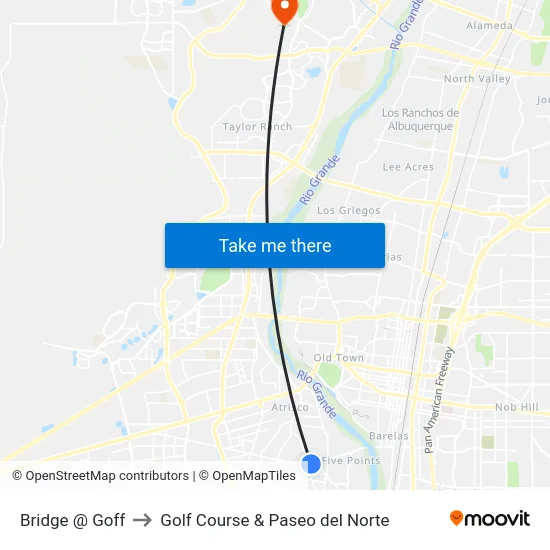 Bridge @ Goff to Golf Course & Paseo del Norte map
