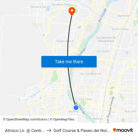 Atrisco Ln. @ Central to Golf Course & Paseo del Norte map