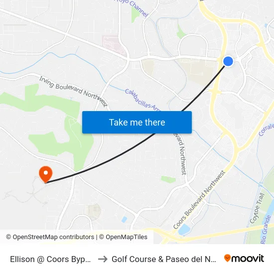 Ellison @ Coors Bypass to Golf Course & Paseo del Norte map