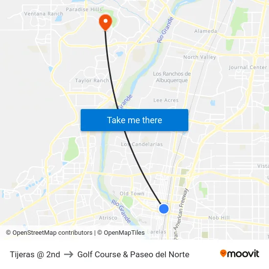 Tijeras @ 2nd to Golf Course & Paseo del Norte map