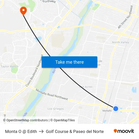 Monta O @ Edith to Golf Course & Paseo del Norte map